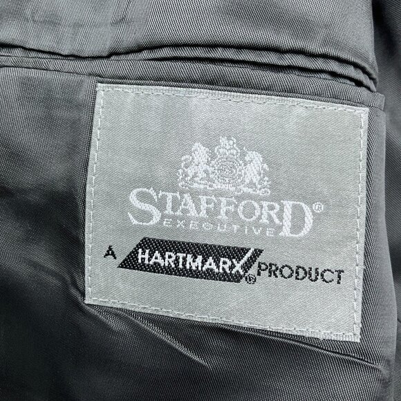 Stafford Executive Blazer Men 40 Black White Windowpane Plaid Hartmarx‎ Wool VTG - Picture 11 of 13